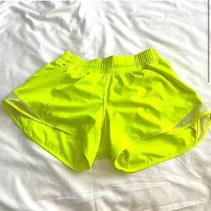 Neon lulu lemon hotty hot shorts size 6
